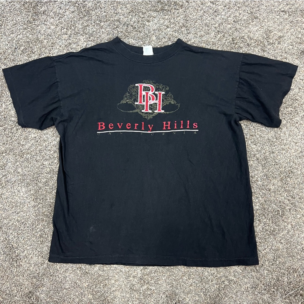 Vintage‎ Beverly Hills shirt womens XL extra large black short sleeve